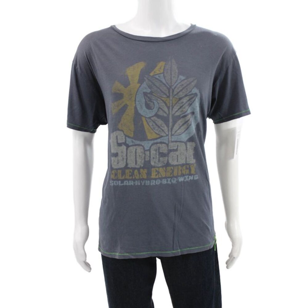 Project E Vintage Mens Basic Graphic Cotton T-Shirt Gray Size XL
